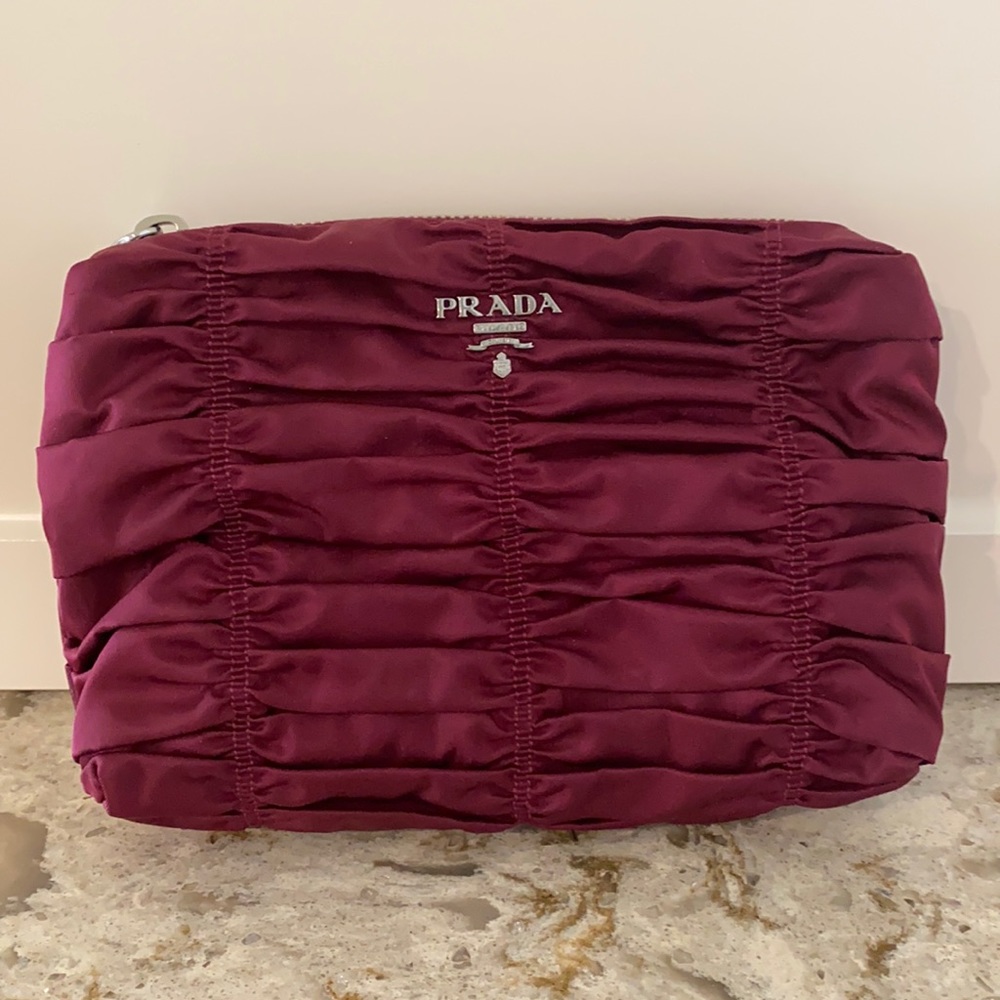 Prada Evening Clutch in Cranberry or “Barolo”